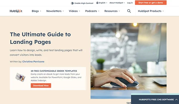 HubSpot landing page HubSpot landing page